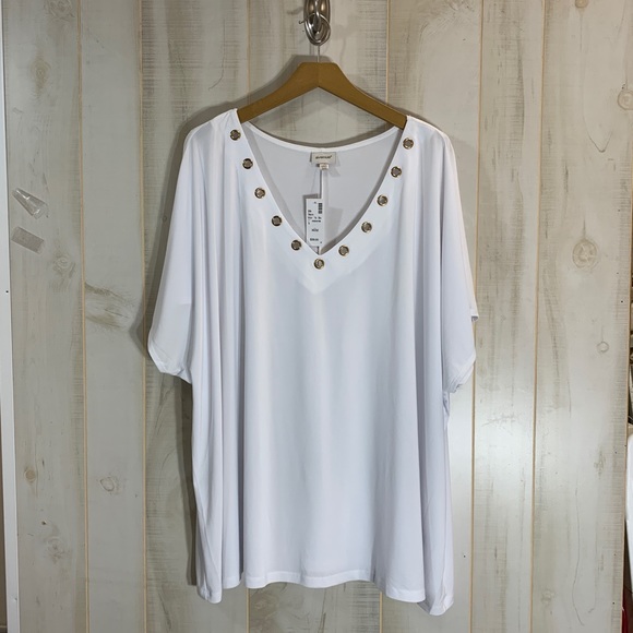 NWT Avenue White Cap-Sleeve Top 30-32 - Picture 1 of 4